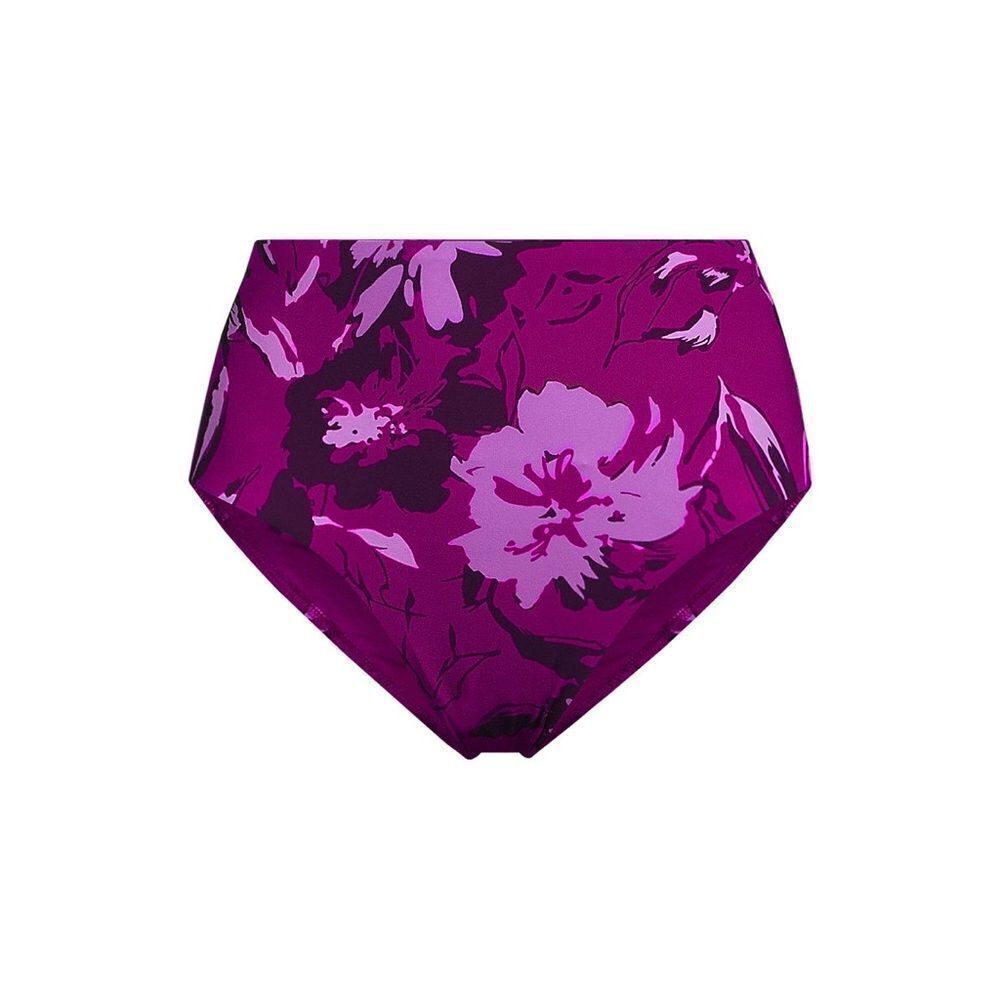 Land's End cheeky high waisted bikini bottoms crimson rose abstract floral Var